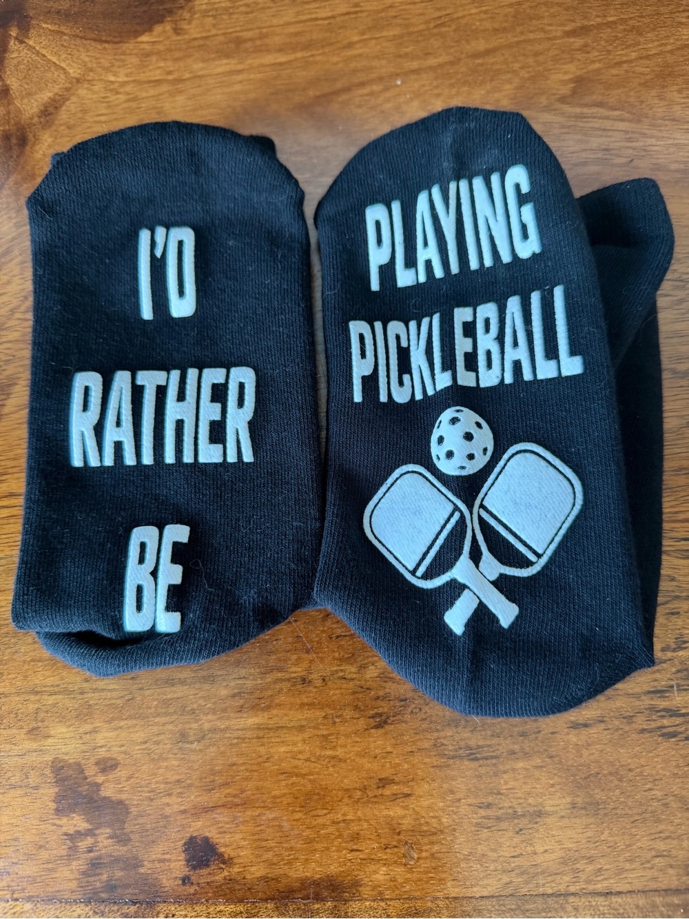 Black 'I'd Rather Be Playing Pickleball' Novelty Socks